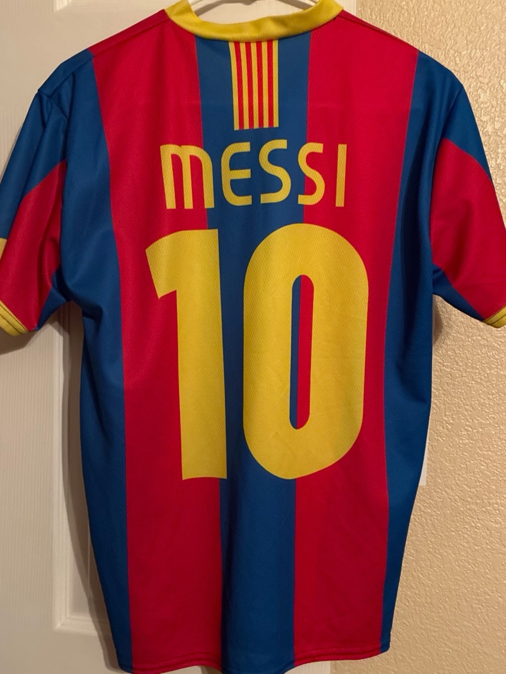 Kids Red & Blue Soccer MESSI Jersey with Yellow Number
